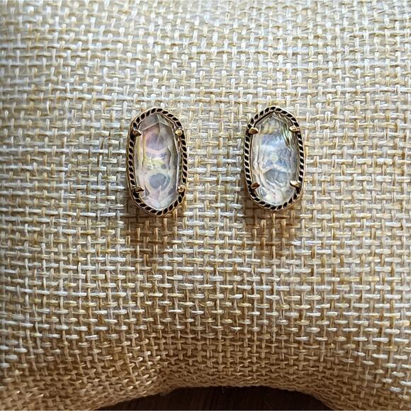 Kendra scott Ellie Gold Stud Earrings in Iridescent Abalone? - Picture 2 of 4